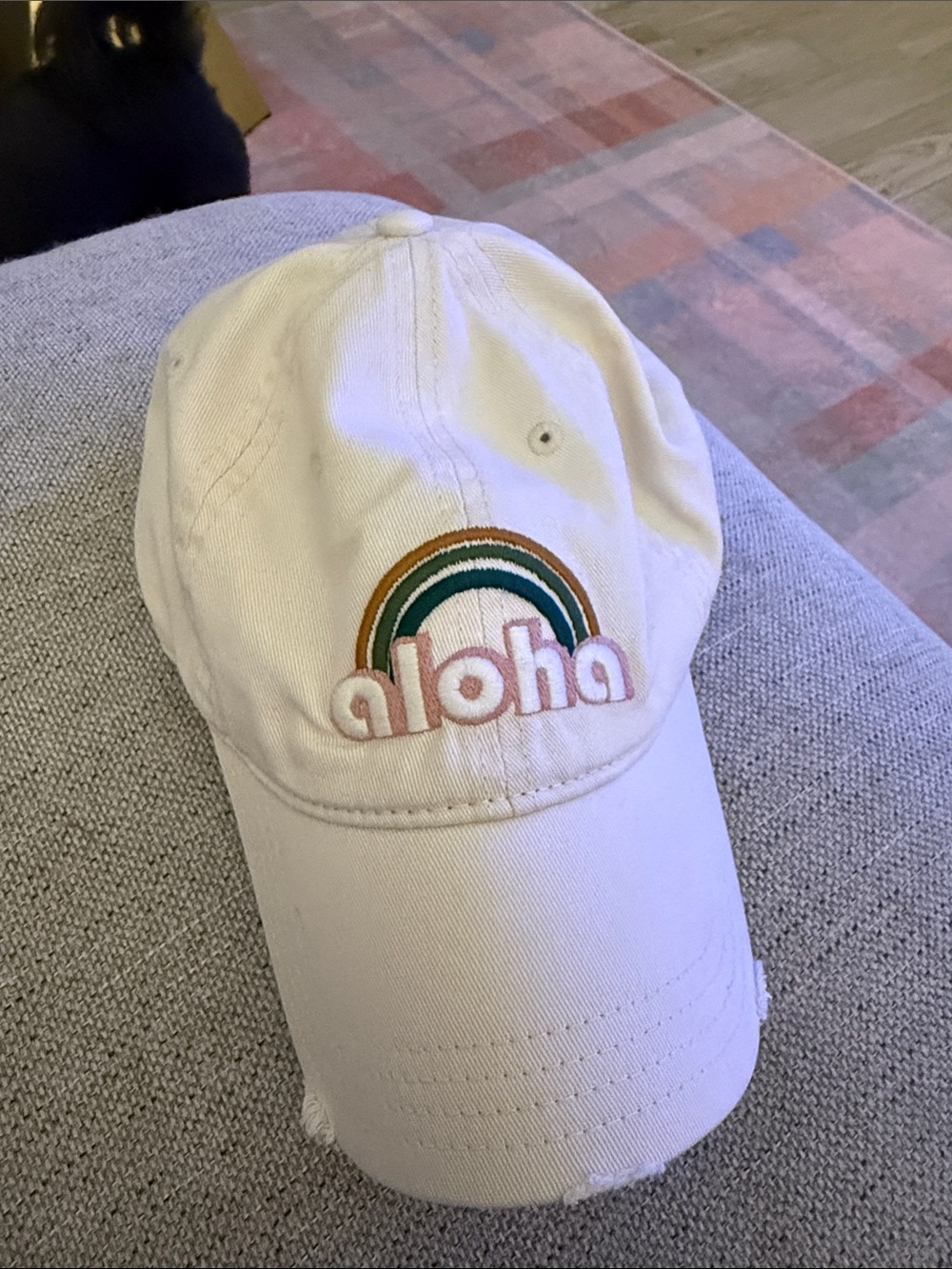 Aerie Aloha Embroidered Cream Hat